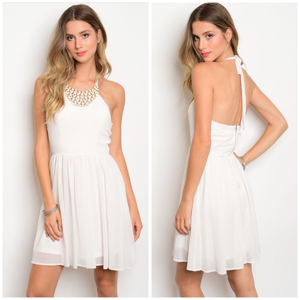 White Halter Dress - Picture 1 of 2